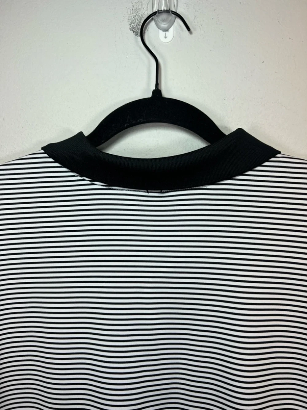 Nike Dri-Fit Golf Polo Shirt Black White Striped Performance Breathable Size XXL